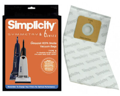 Simplicity Type A HEPA Replacement Vacuum Bags SAH-6 - Symmetry - 6 Series